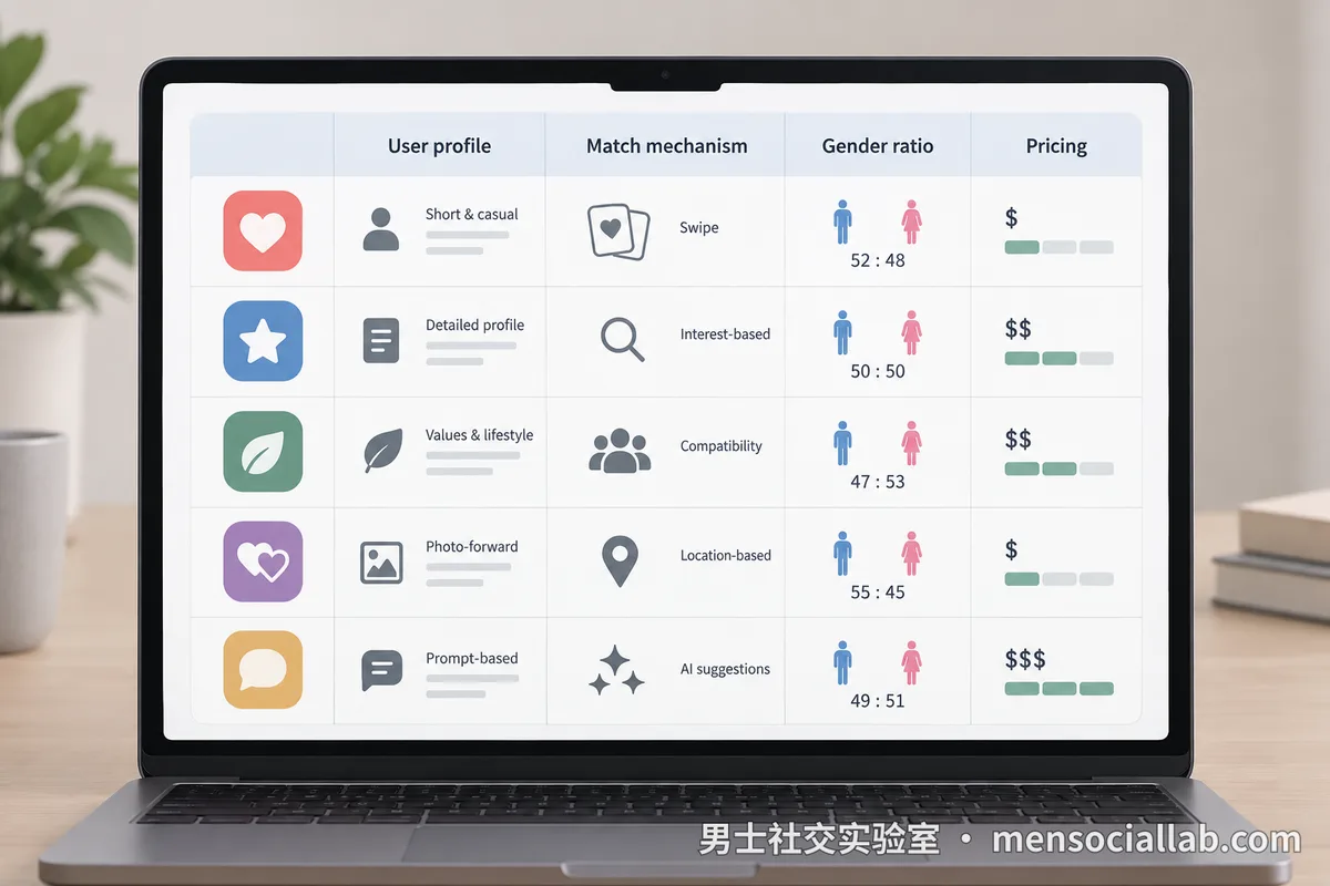5款App怎么选:一张表看完用户画像、匹配机制与付费点